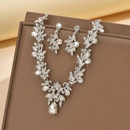 3pcs Waterdrop Choker Necklace & Earring Set for Women | Crystal Collar for Prom, Bridal & Wedding