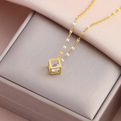 Heart Pendant Necklace | Waterproof 316L Stainless Steel Gold Clavicle Chain, 40cm+5cm