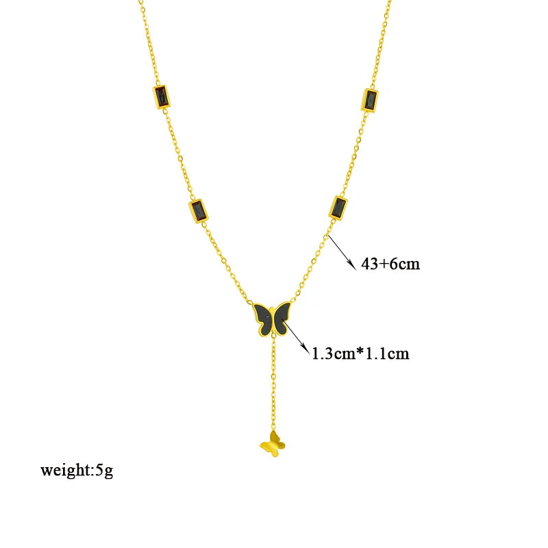 Heart Eye & Butterfly Multi-Motif Necklace | Waterproof 316L Stainless Steel Gold Link Chain