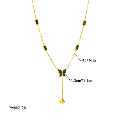 Heart Eye & Butterfly Multi-Motif Necklace | Waterproof 316L Stainless Steel Gold Link Chain