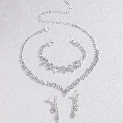 Silver Claw Chain 4-Piece Jewellery Set | Wedding & Banquet Necklace, Bracelet & Earrings