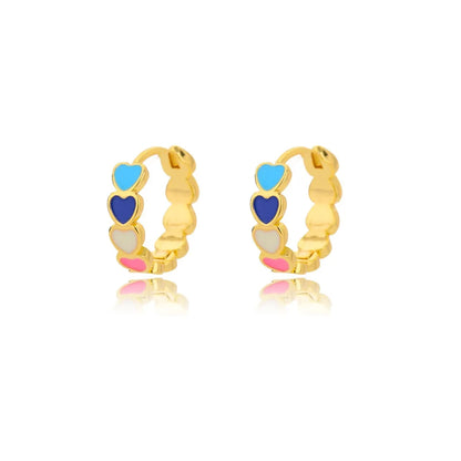 Hollow Zircon Heart Studs | Waterproof Gold Stainless Steel Screw-Back Earrings