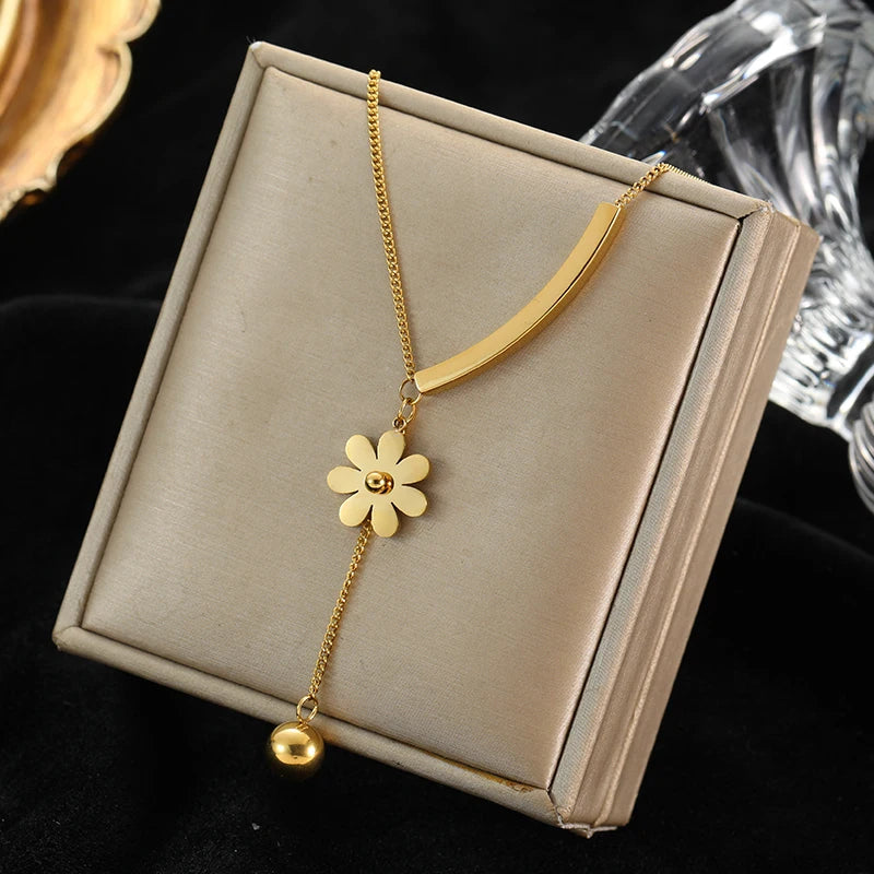 Sparkling Zircon Heart Pendant | Waterproof 316L Stainless Steel Clavicle Necklace