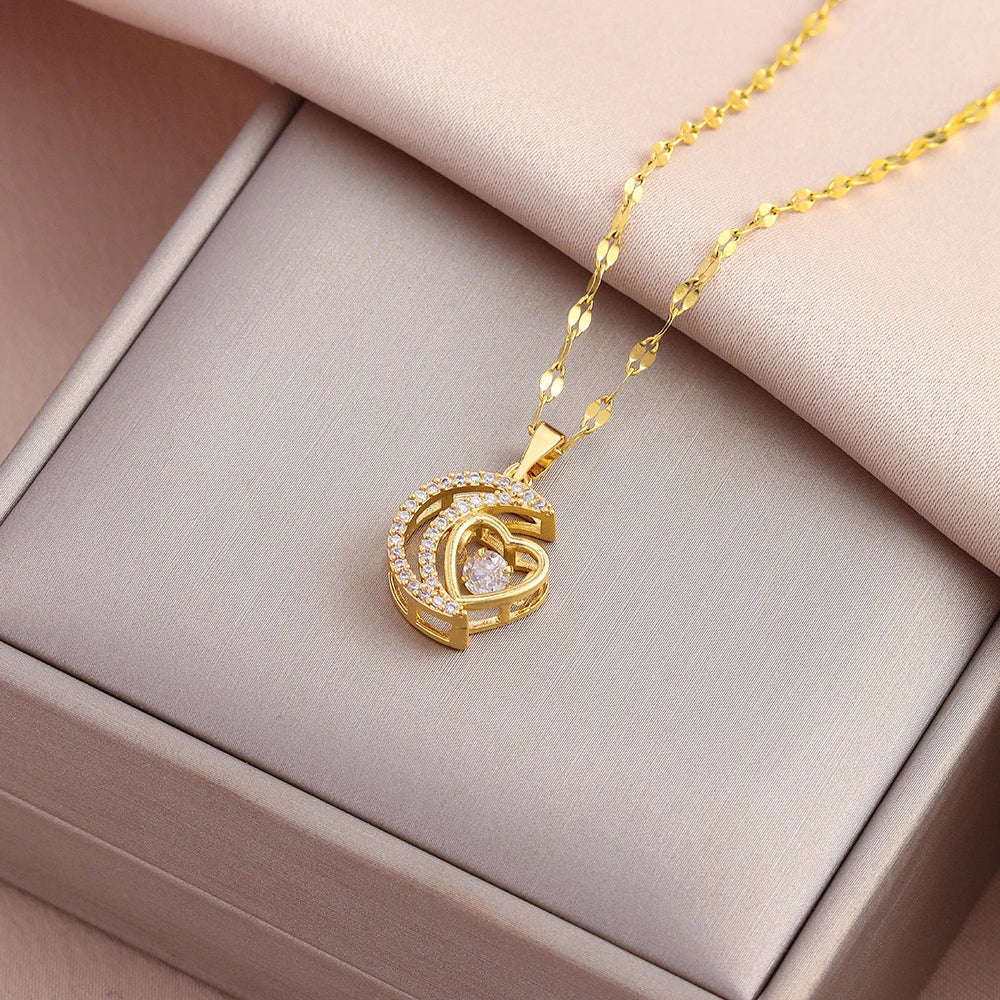 Romantic "Beating Heart" Pendant | Waterproof 316L Stainless Steel Gold Clavicle Chain