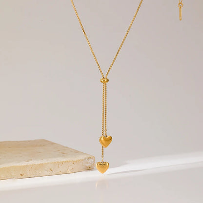 Minimalist Love Heart Pendant | Waterproof 316L Stainless Steel Adjustable Gold Necklace