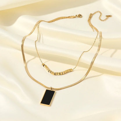2-Layer Tiger Stripe Pendant Necklace | Waterproof 316L Stainless Steel, Round & Square Pendants