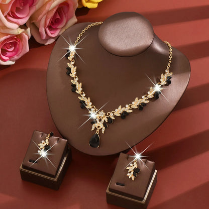 3pcs Waterdrop Choker Necklace & Earring Set for Women | Crystal Collar for Prom, Bridal & Wedding