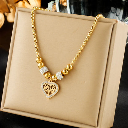 Heart-Shaped "Tree of Life" Choker | Waterproof 316L Stainless Steel Beaded Necklace