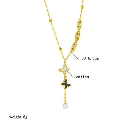 Heart Eye & Butterfly Multi-Motif Necklace | Waterproof 316L Stainless Steel Gold Link Chain