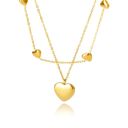 Modern Love Heart Pendant Necklace | Waterproof 316L Stainless Steel with Lip Chain