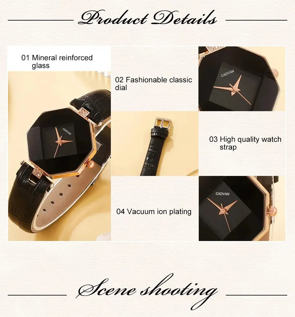 5-Piece Rhinestone Watch & Jewellery Set | Women's Quartz Watch with Necklace, Ring & Earrings