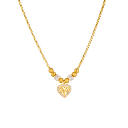 Heart-Shaped "Tree of Life" Choker | Waterproof 316L Stainless Steel Beaded Necklace