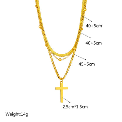 3-in-1 Layered Geometric Pendant Necklace | Waterproof 316L Stainless Steel Gold-Tone Chain
