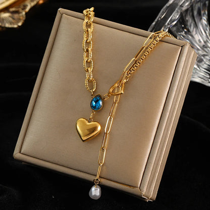 Bold Glossy Heart Statement | Waterproof 316L Stainless Steel Chunky Link Chain Necklace