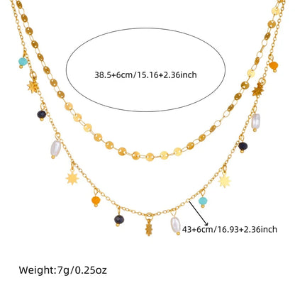 Pearl & Star Pendant Necklace | 316L Stainless Steel Gold Blade Chain, 2cm Pendant