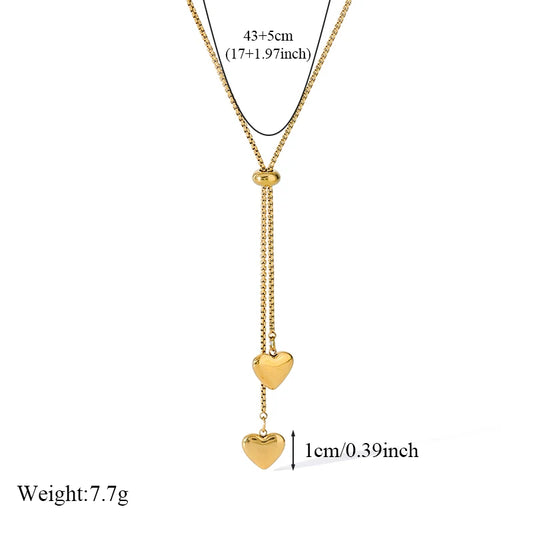 Minimalist Love Heart Pendant | Waterproof 316L Stainless Steel Adjustable Gold Necklace