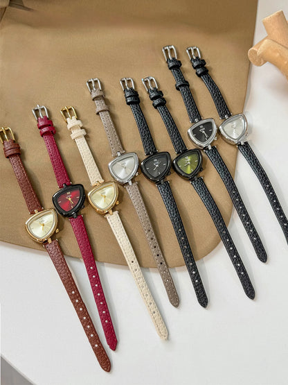 Asymmetric Micro-Dial Watch | 24mm Numberless Dial with Slim Leather Strap