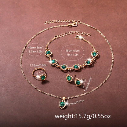 6-Piece Butterfly & Double Heart Watch & Jewellery Set | Rhinestone Irregular Watch, Necklace, Bracelet, Ring & Earrings