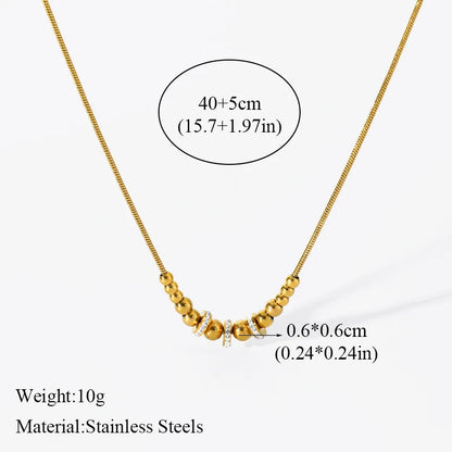 Solid Sphere Minimalist Necklace | Waterproof 316L Stainless Steel Gold Bead Link Chain