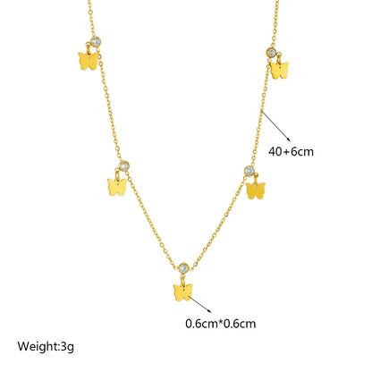 Heart Eye & Butterfly Multi-Motif Necklace | Waterproof 316L Stainless Steel Gold Link Chain