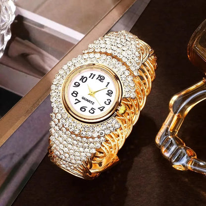 Roman Numeral Bracelet Watch | Crystal-Inlaid Stainless Steel Timepiece