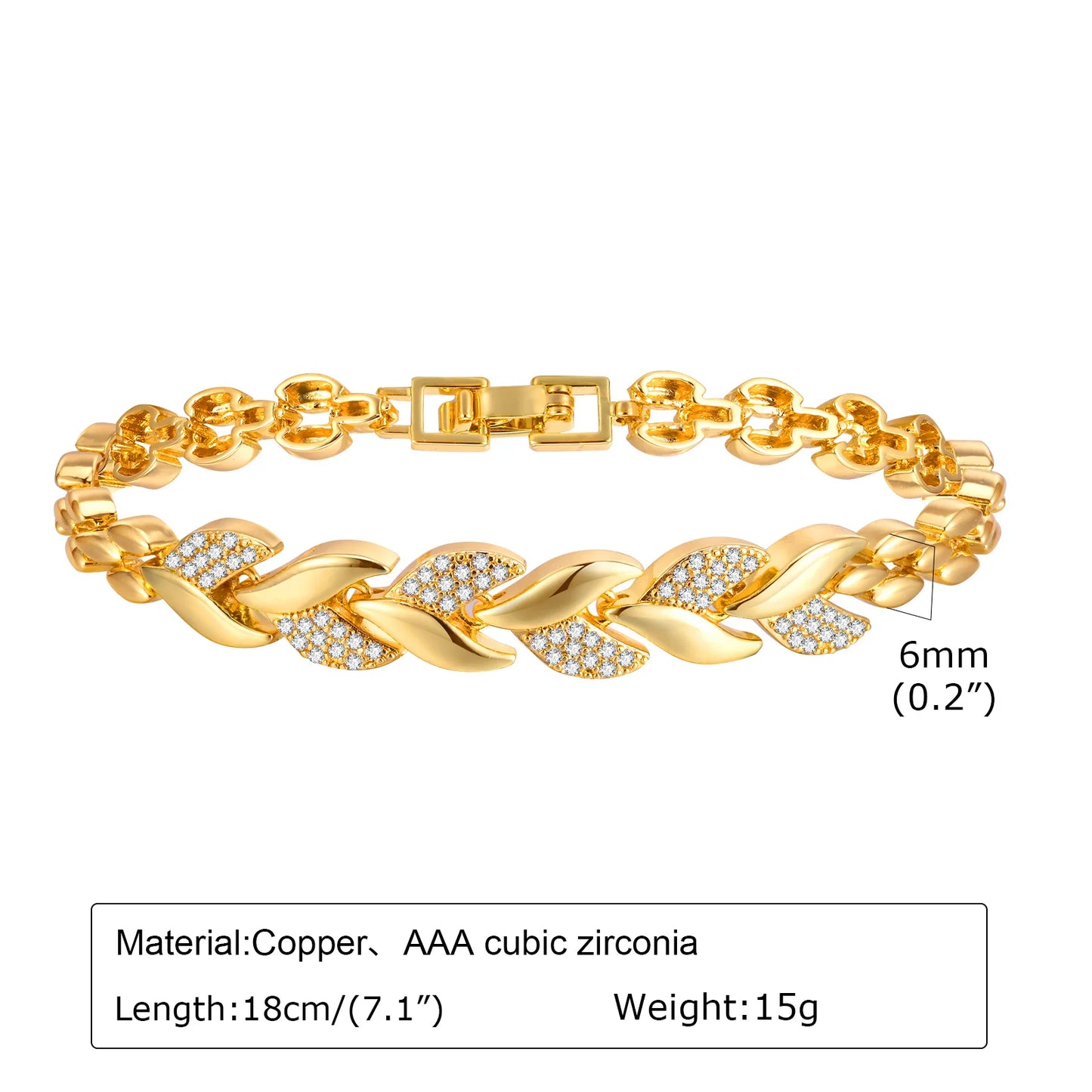 Chunky Paperclip Chain Bracelet | 14K Gold-Plated Cubic Zirconia Stackable Link Bracelet for Women