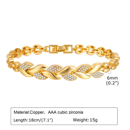 Chunky Paperclip Chain Bracelet | 14K Gold-Plated Cubic Zirconia Stackable Link Bracelet for Women