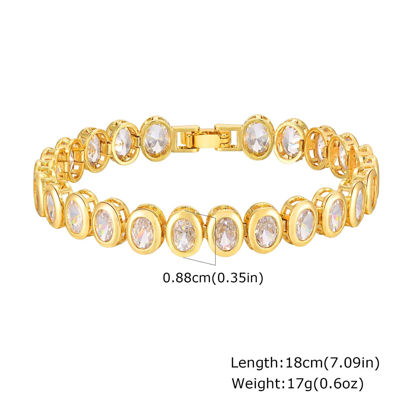 Chunky Paperclip Chain Bracelet | 14K Gold-Plated Cubic Zirconia Stackable Link Bracelet for Women