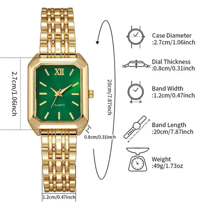 Vintage Rectangle Minimalist Watch | Elegant "Old Money" Gold-Tone Wristwatch