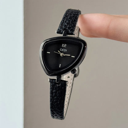 Asymmetric Micro-Dial Watch | 24mm Numberless Dial with Slim Leather Strap
