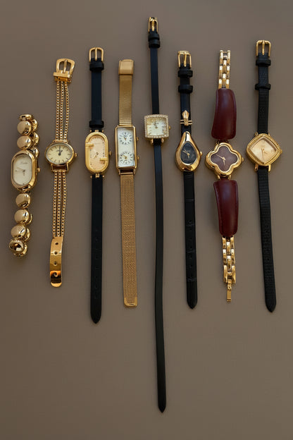 Irregular Minimalist Watch | Gold-Tone 24mm Numberless Dial with Slim Leather Strap & Japanese Quartz