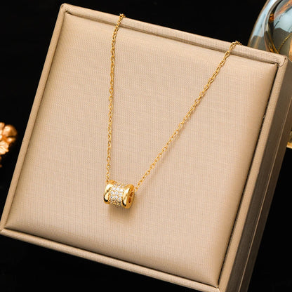 Sparkling Zircon Heart Pendant | Waterproof 316L Stainless Steel Clavicle Necklace