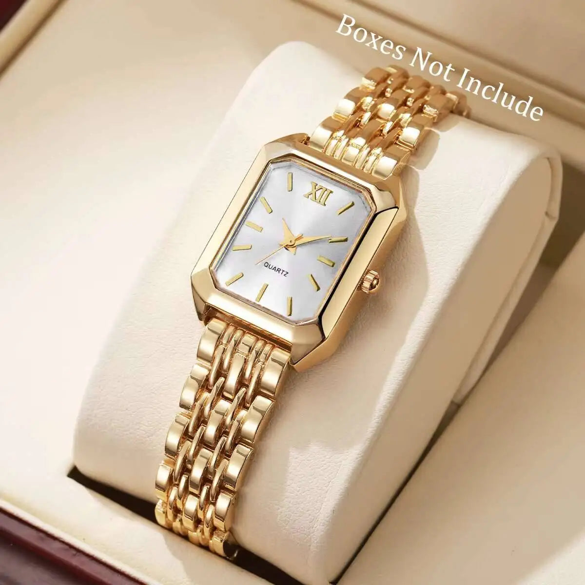 Vintage Rectangle Minimalist Watch | Elegant "Old Money" Gold-Tone Wristwatch
