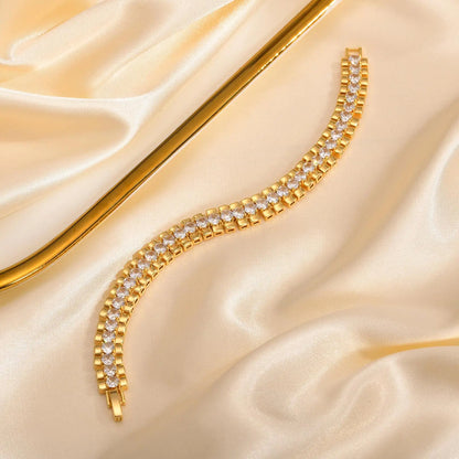 Chunky Paperclip Chain Bracelet | 14K Gold-Plated Cubic Zirconia Stackable Link Bracelet for Women