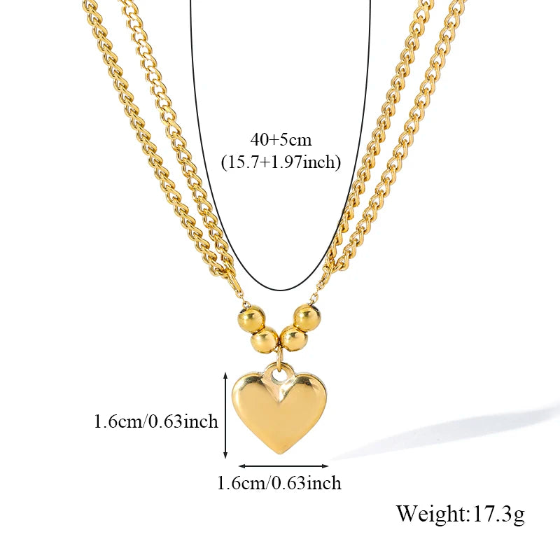 Bold Glossy Heart Statement | Waterproof 316L Stainless Steel Chunky Link Chain Necklace