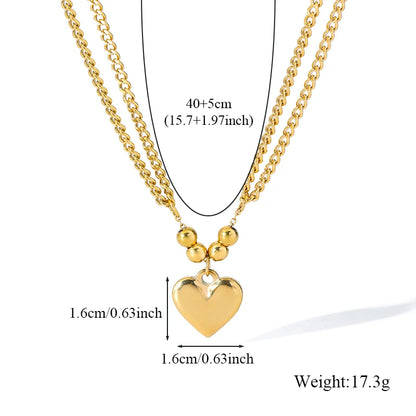 Bold Glossy Heart Statement | Waterproof 316L Stainless Steel Chunky Link Chain Necklace