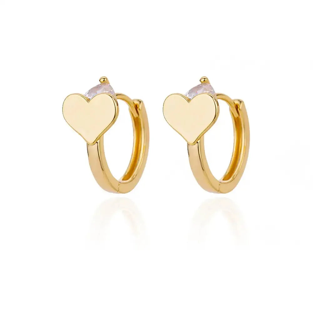 Hollow Zircon Heart Studs | Waterproof Gold Stainless Steel Screw-Back Earrings