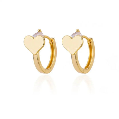 Hollow Zircon Heart Studs | Waterproof Gold Stainless Steel Screw-Back Earrings