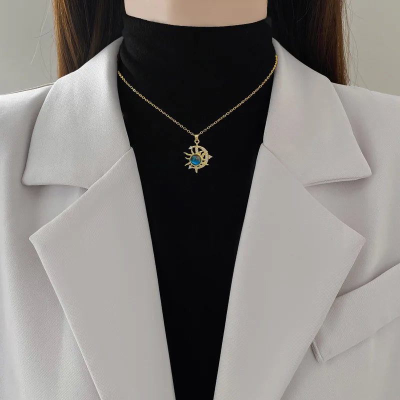 Star, Moon & Astronaut Pendant Necklace | Waterproof Titanium Steel with Zircon