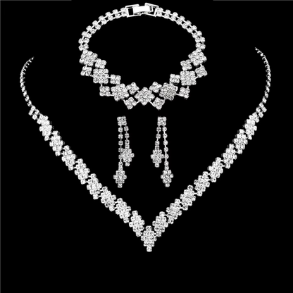 Silver Claw Chain 4-Piece Jewellery Set | Wedding & Banquet Necklace, Bracelet & Earrings