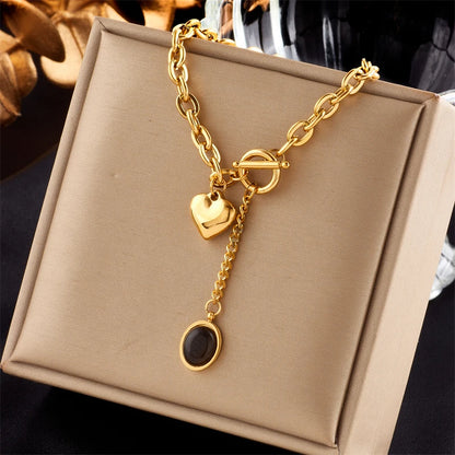 Heart Eye & Butterfly Multi-Motif Necklace | Waterproof 316L Stainless Steel Gold Link Chain