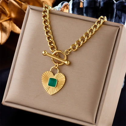 Heart Eye & Butterfly Multi-Motif Necklace | Waterproof 316L Stainless Steel Gold Link Chain
