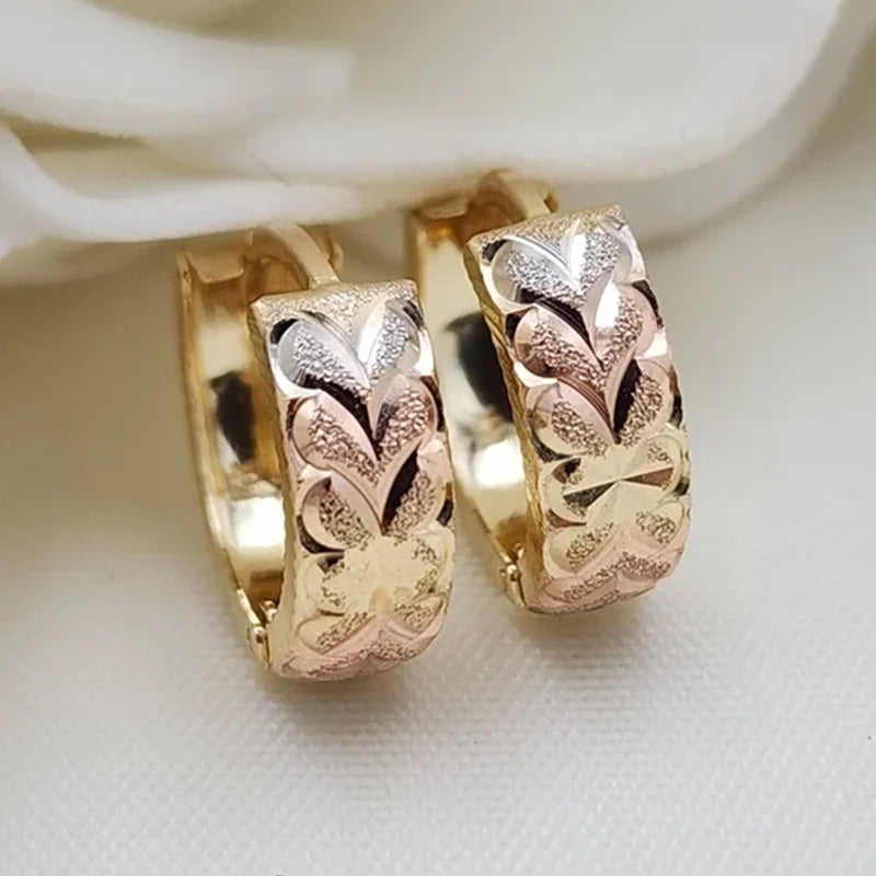 Irregular Hollow-Out Gold Hoop Earrings | Cubic Zirconia Accents, Brass, 3.7g