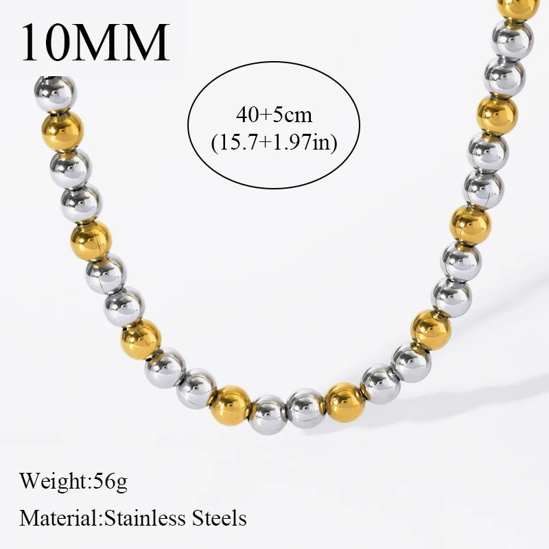 Solid Sphere Minimalist Necklace | Waterproof 316L Stainless Steel Gold Bead Link Chain