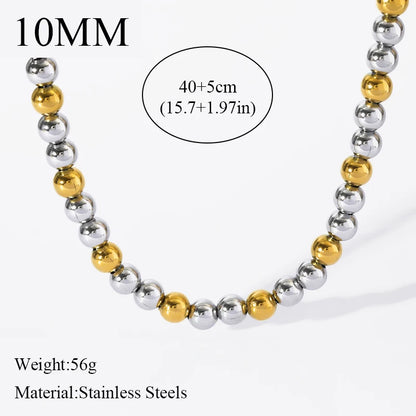 Solid Sphere Minimalist Necklace | Waterproof 316L Stainless Steel Gold Bead Link Chain