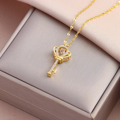 Heart Pendant Necklace | Waterproof 316L Stainless Steel Gold Clavicle Chain, 40cm+5cm