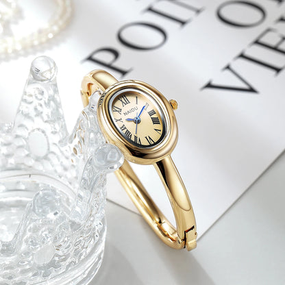 Gold-Tone Roman Numeral Bangle Watch | Minimalist Ladies' Timepiece