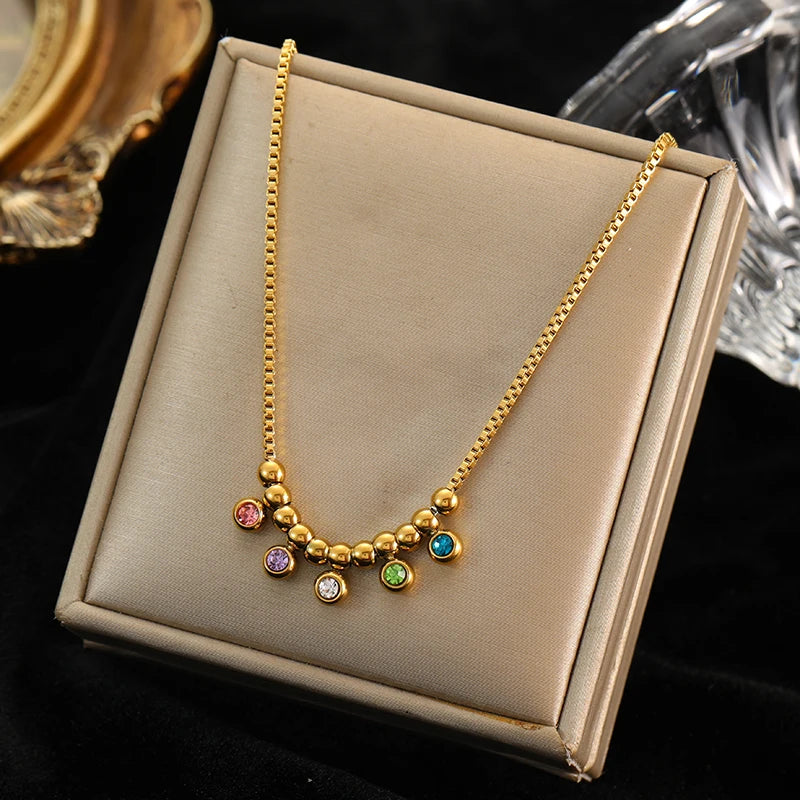 Sparkling Zircon Heart Pendant | Waterproof 316L Stainless Steel Clavicle Necklace