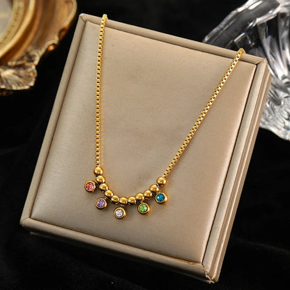 Solid Sphere Minimalist Necklace | Waterproof 316L Stainless Steel Gold Bead Link Chain