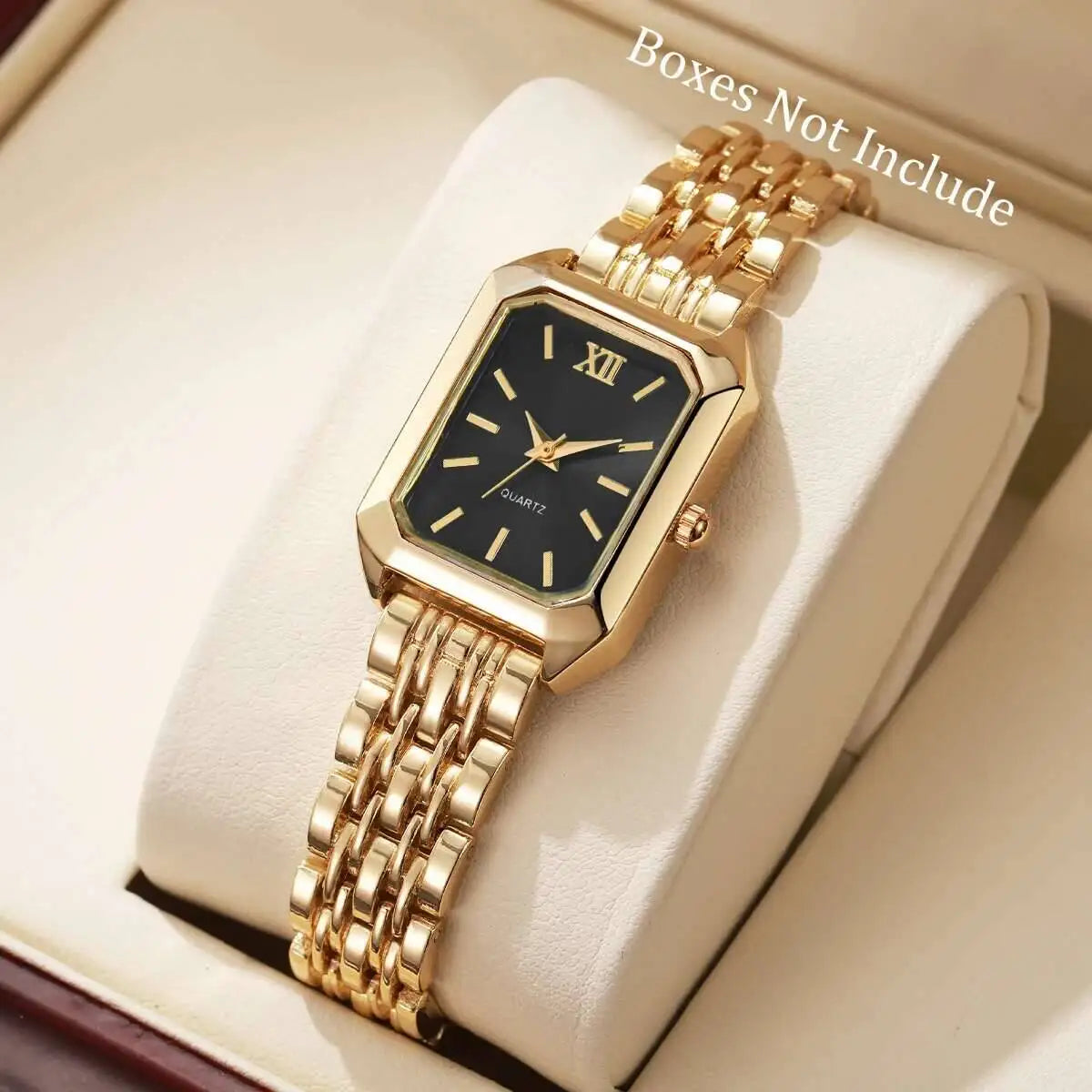 Vintage Rectangle Minimalist Watch | Elegant "Old Money" Gold-Tone Wristwatch